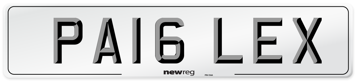 PA16 LEX Number Plate from New Reg